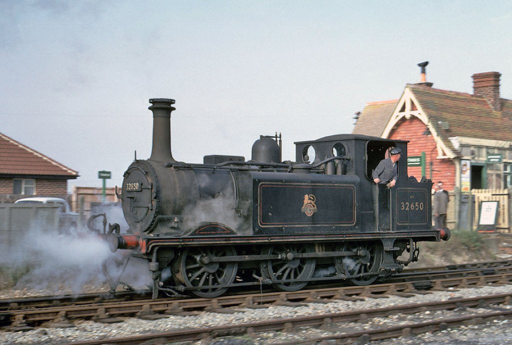 32650 running round it's train at Hayling Island