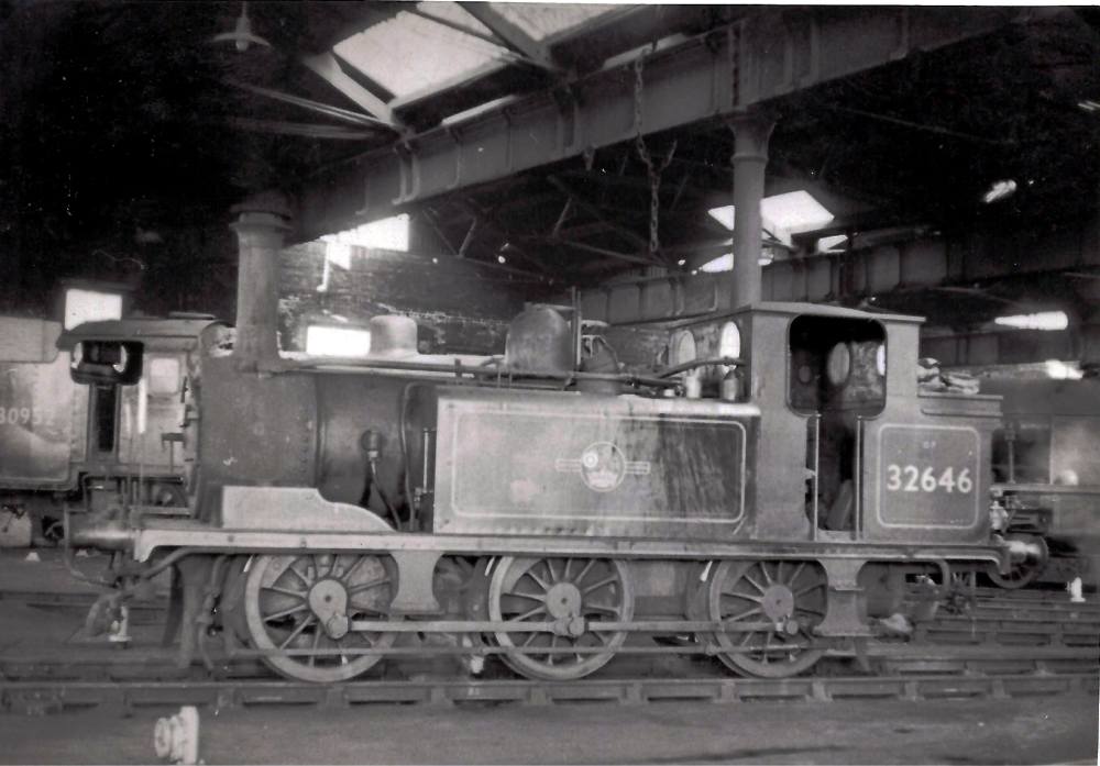 Terrier 32646 on shed at Fratton July 1963