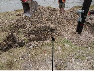 The bottom of the original ladder was revealed when digging the trench. This confirms the accuracy achieved in the positioning of the signal
