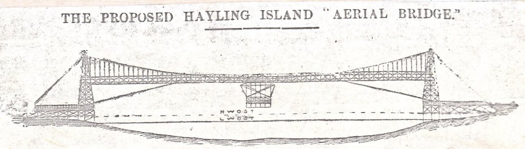 1903 proposal for a Conveyor Bridge to link Portsmouth to Hayling Island across the harbour entrance